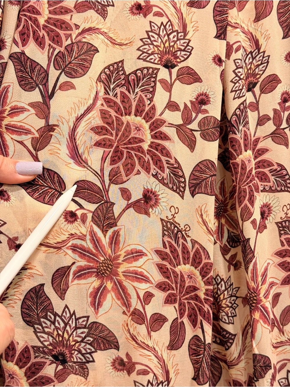 FARM Rio Burgundy Floral Balloon Pants on Cream Size L - Picture 8 of 13
